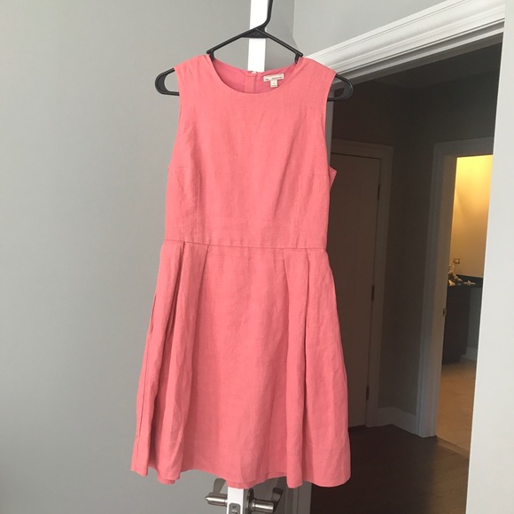 gap pink linen dress Linen-Blend Embroidered Halter Maxi Dress